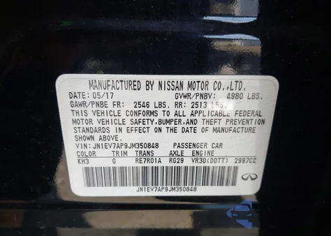 2018 Infiniti Q50 3.0T Luxe from USA, damaged, VIN JN1EV7AP9JM350848